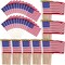 300 Pack Small American Flag on Stick 5 x 8 Inch Mini Handheld US Flag with Solid Wooden Pole Safety Spear Tip for Memorial Day 4th of July